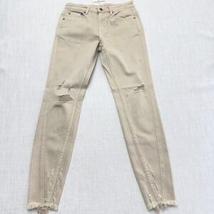 Ser.o.ya Diego‎ Skinny Jeans Sand Dune Distressed Frayed Hem Size 28x28